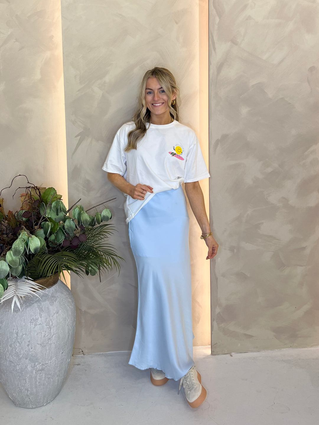 Satin Slip Skirt - Powder Blue