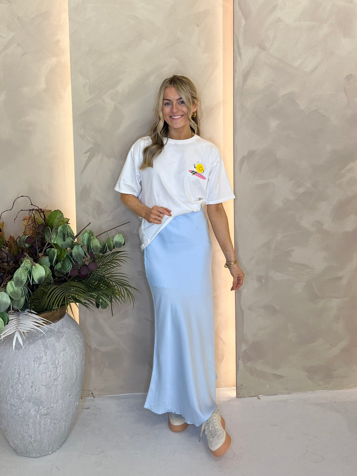 Satin Slip Skirt - Powder Blue