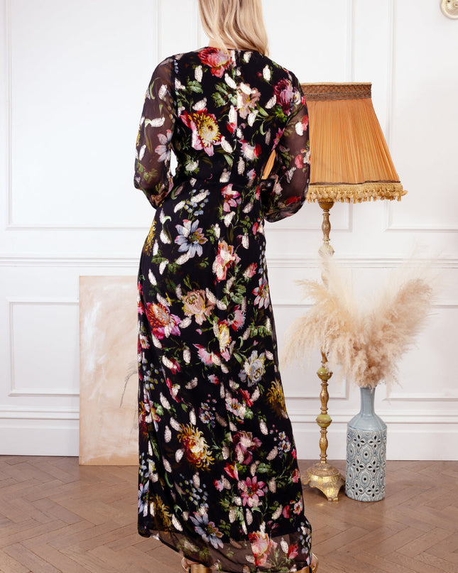 The Dara Button Down Maxi Dress - Black/Multi