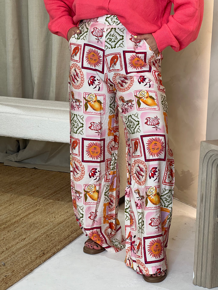Vibrant Print Trousers - Pink Multi