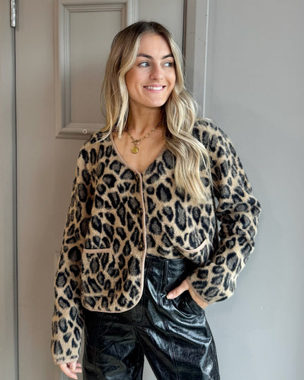 Soft Knit Cardigan - Leopard