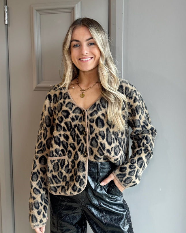 Soft Knit Cardigan - Leopard