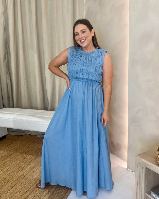 Light Denim Midi Dress - Light Wash
