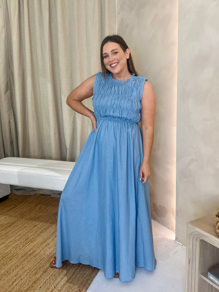 Light Denim Midi Dress - Light Wash
