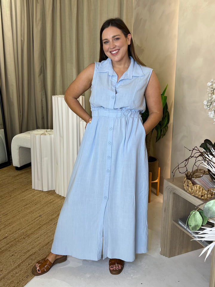 Carly Midi Dress - Powder Blue