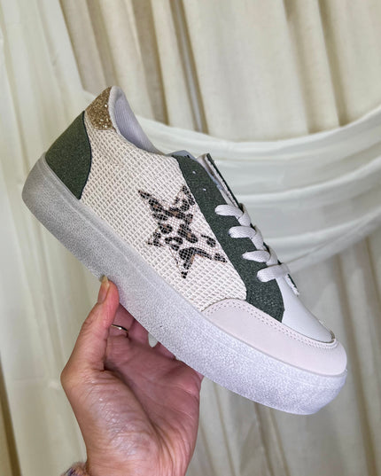 Woven Platform Sneakers - Green