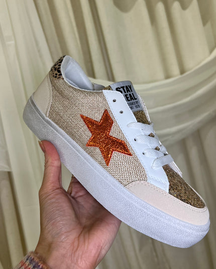 Woven Platform Sneakers - Orange