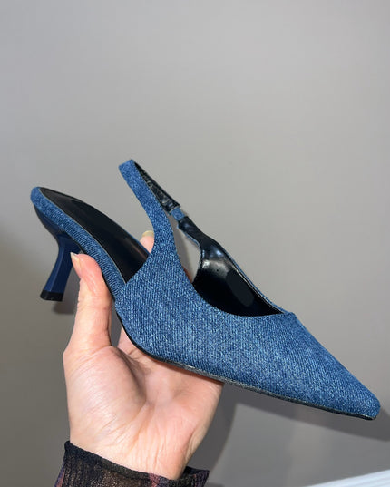 Pointy Toe Slingback - Denim