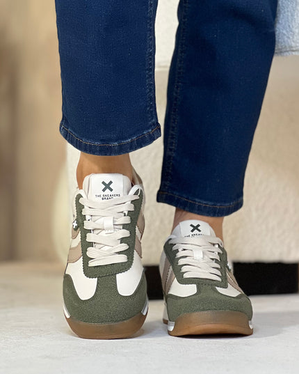 Multi Textile Sneaker - Green/Beige