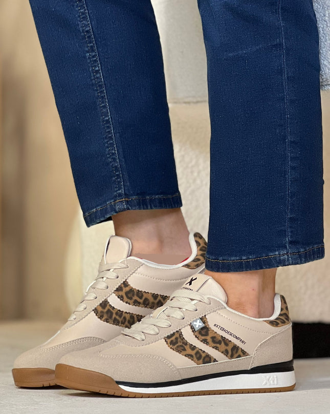 Multi Textile Sneaker - Beige/Leopard