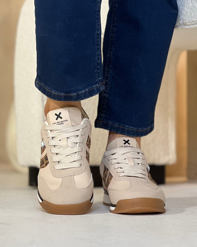 Multi Textile Sneaker - Beige/Leopard