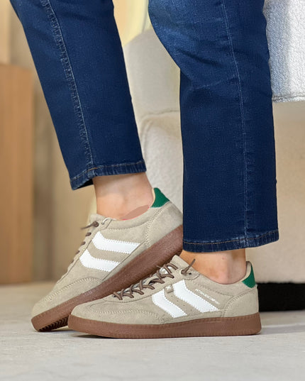 Colour Block Casual Sneaker - Beige/Green