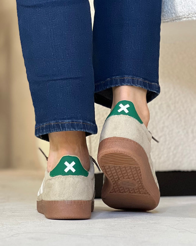 Colour Block Casual Sneaker - Beige/Green
