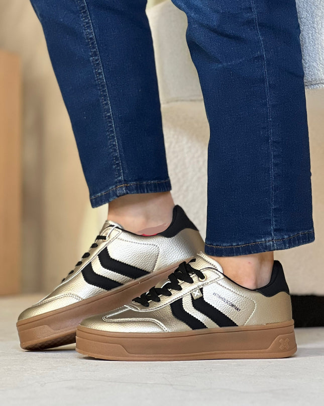 Metallic Platform Sneaker - Gold