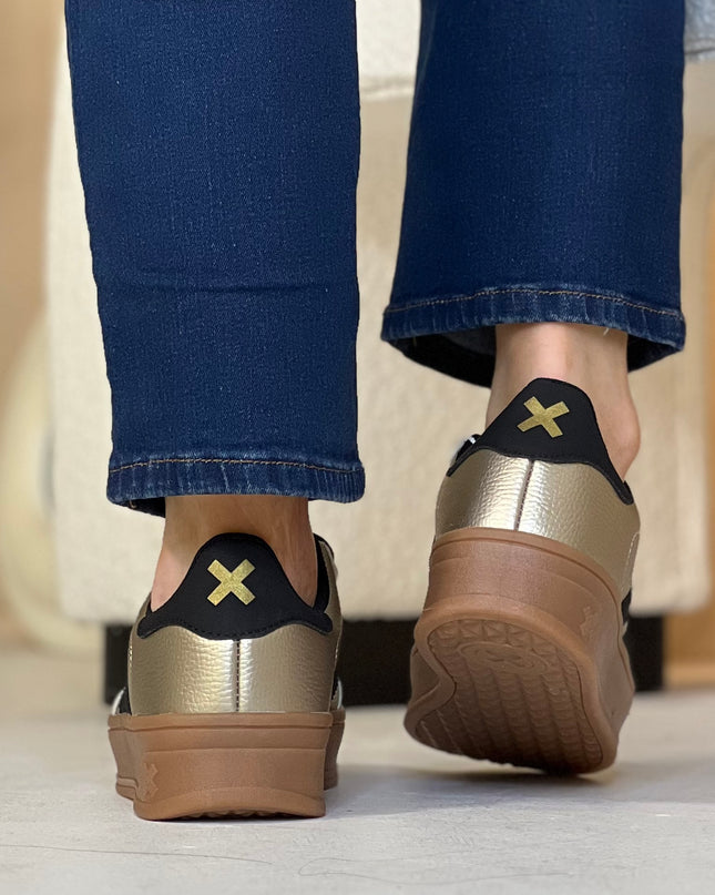 Metallic Platform Sneaker - Gold