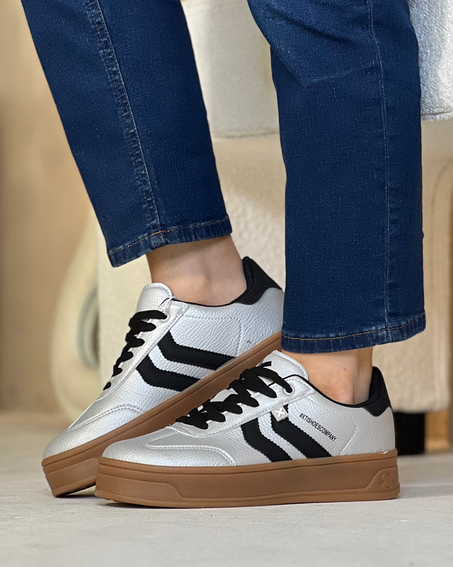 Metallic Platform Sneaker - Silver