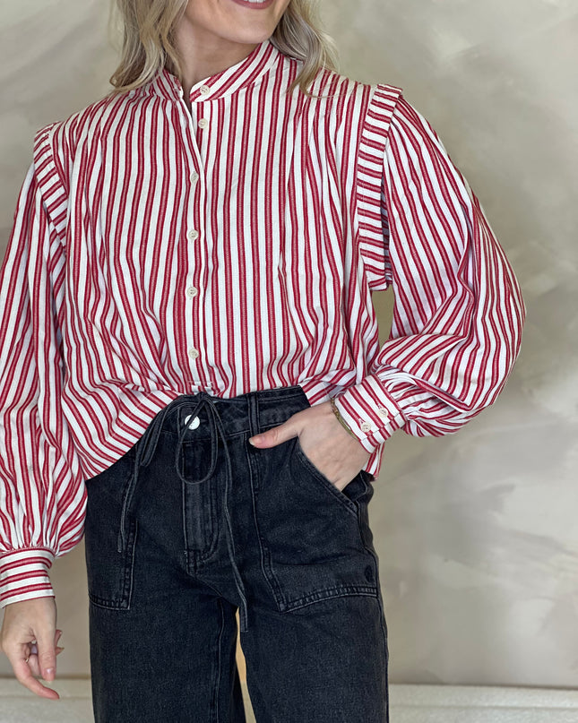Stripe Blouse - Red/Cream