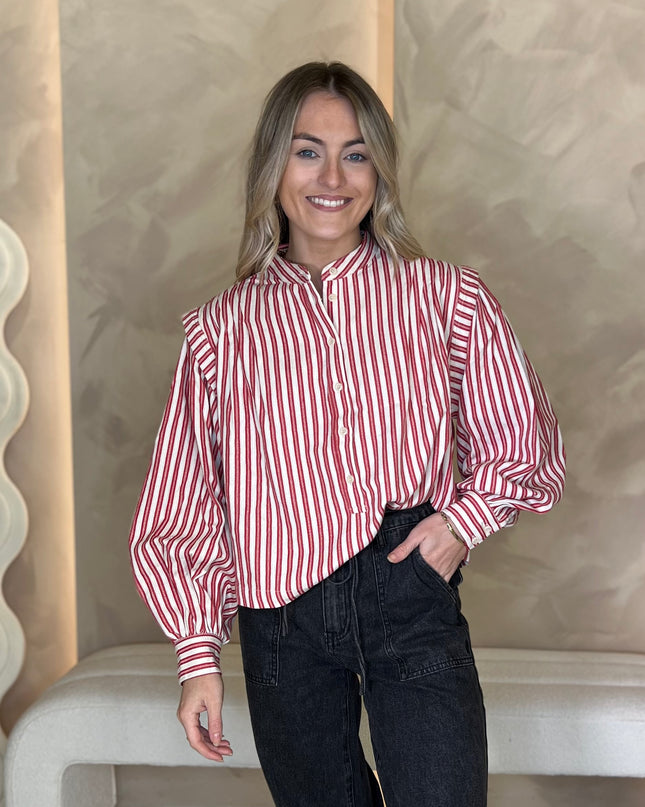Stripe Blouse - Red/Cream