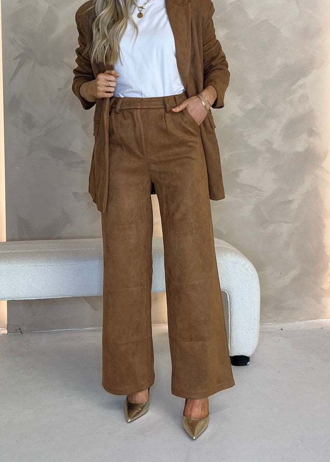 Suede Trousers - Camel