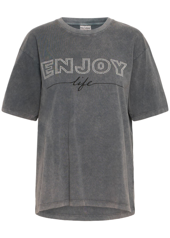Enya T-Shirt - Black Acid Wash