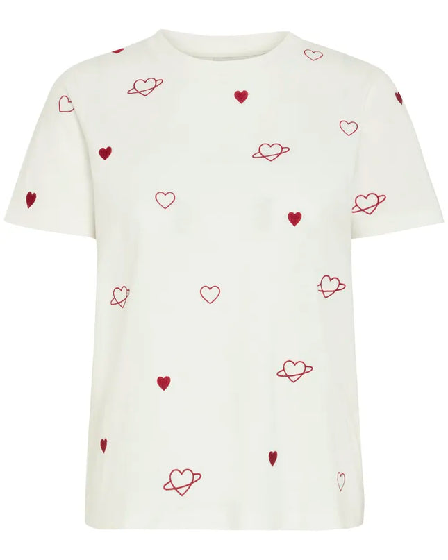 Camino T-Shirt - Cloud Dancer/Red Dahlia