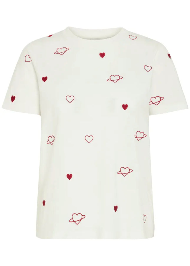 Camino T-Shirt - Cloud Dancer/Red Dahlia