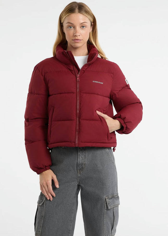 Guess Jeans Cropped Puffer - Red