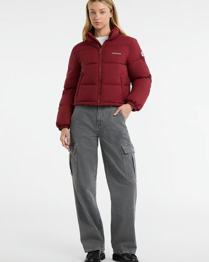 Guess Jeans Cropped Puffer - Red