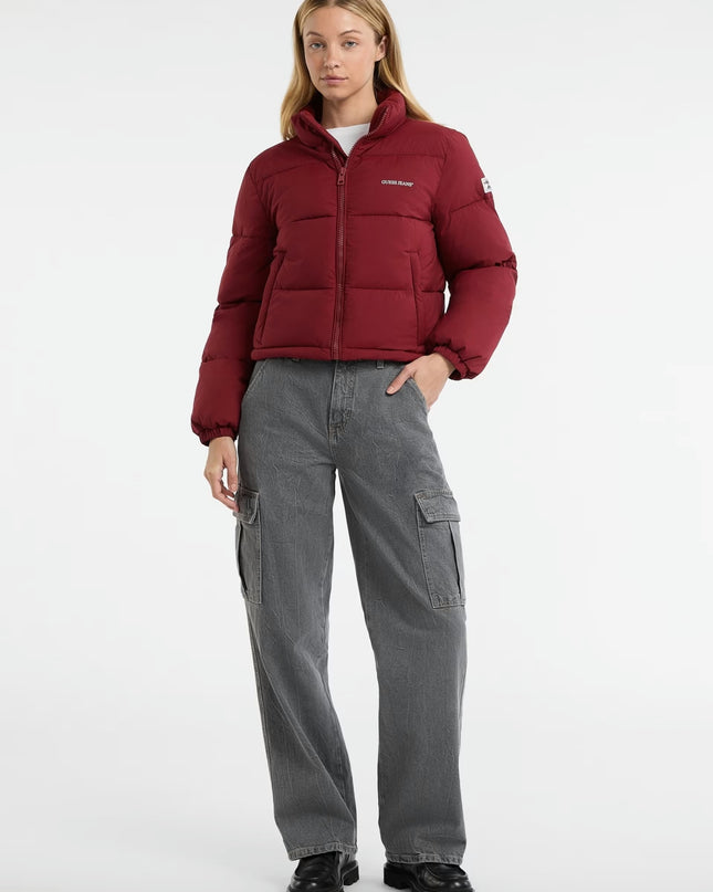 Guess Jeans Cropped Puffer - Red