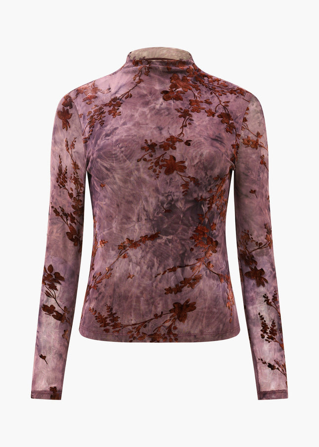 French Connection Kenny Mesh Velvet Top