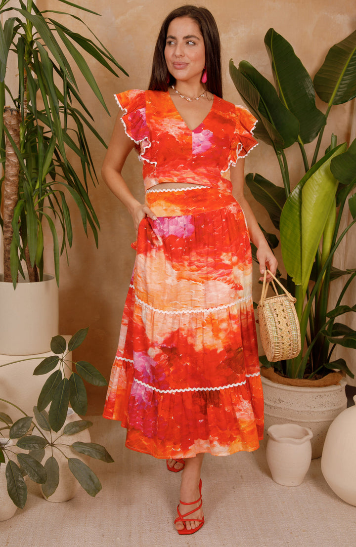 Blanca Skirt - Orange Multi