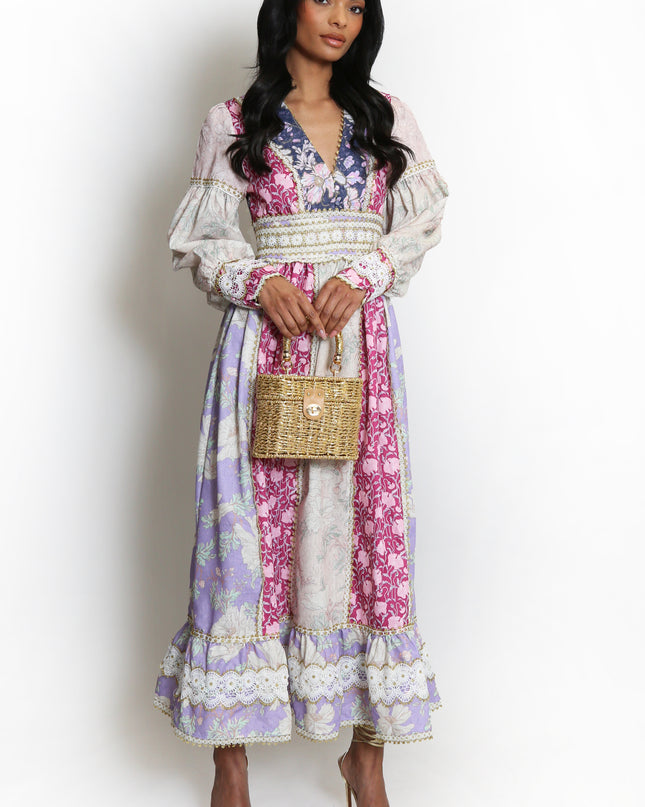 Long Sleeve Floral Boho Midi Dress