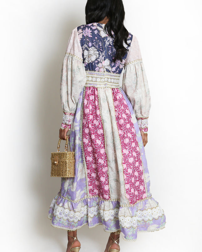 Long Sleeve Floral Boho Midi Dress