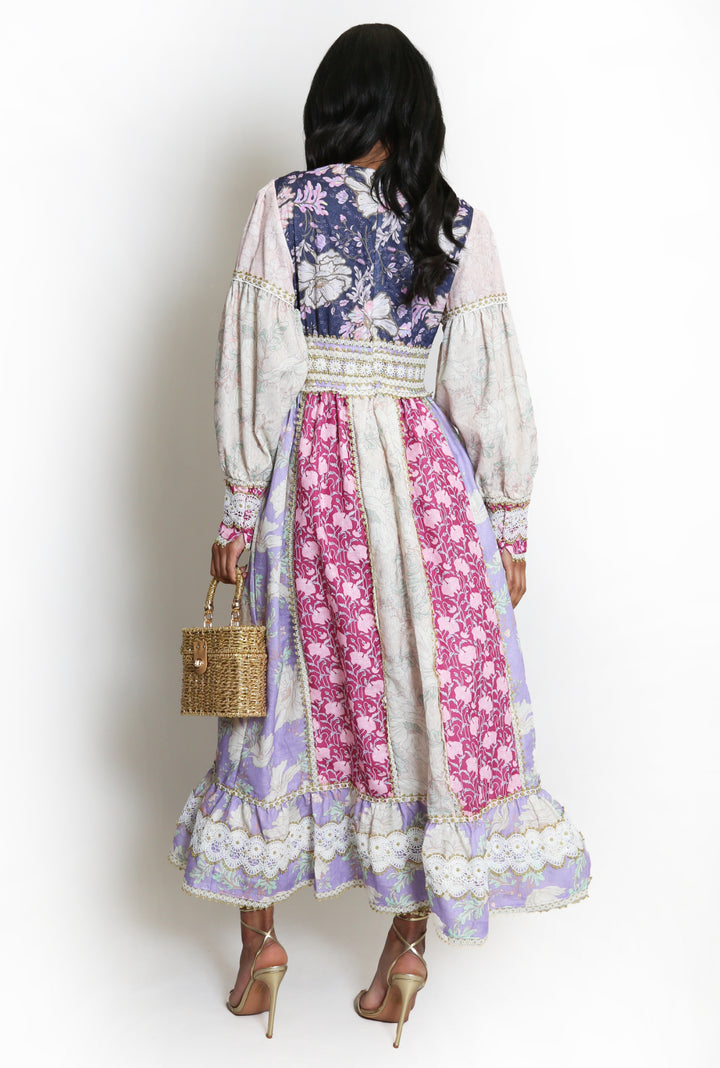 Long Sleeve Floral Boho Midi Dress