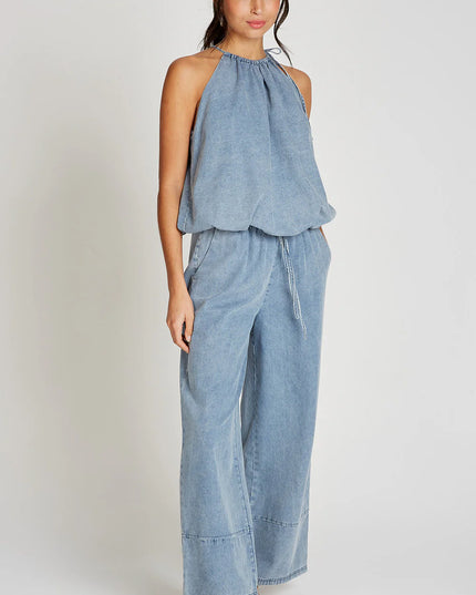 Wide Leg Trousers - Blue Denim