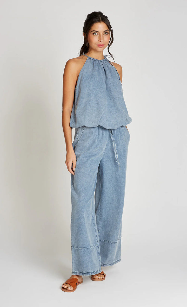 Wide Leg Trousers - Blue Denim