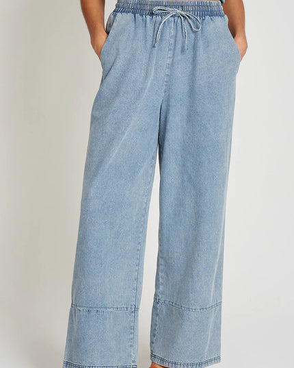Wide Leg Trousers - Blue Denim