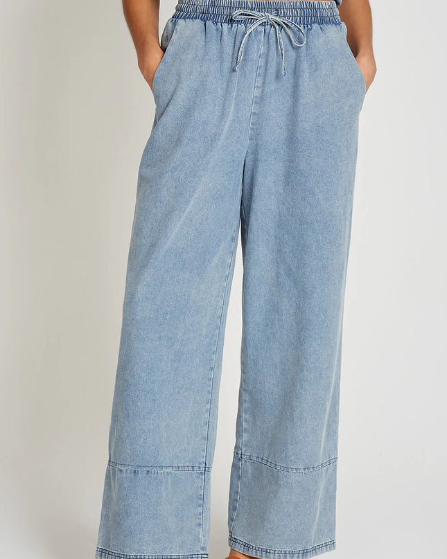 Wide Leg Trousers - Blue Denim
