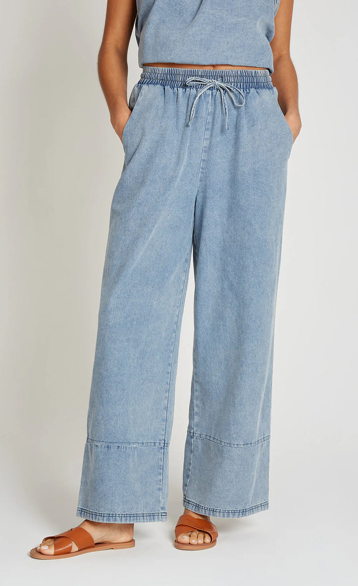 Wide Leg Trousers - Blue Denim
