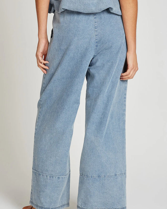 Wide Leg Trousers - Blue Denim