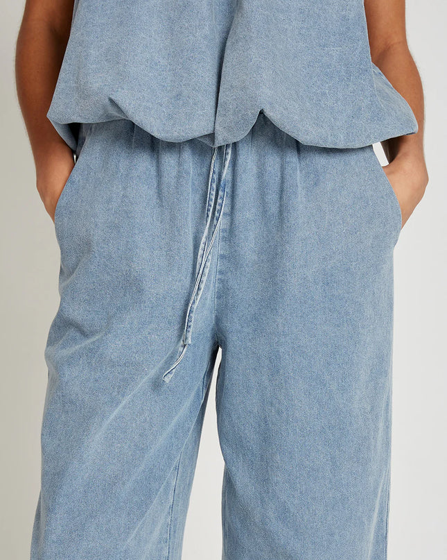 Wide Leg Trousers - Blue Denim