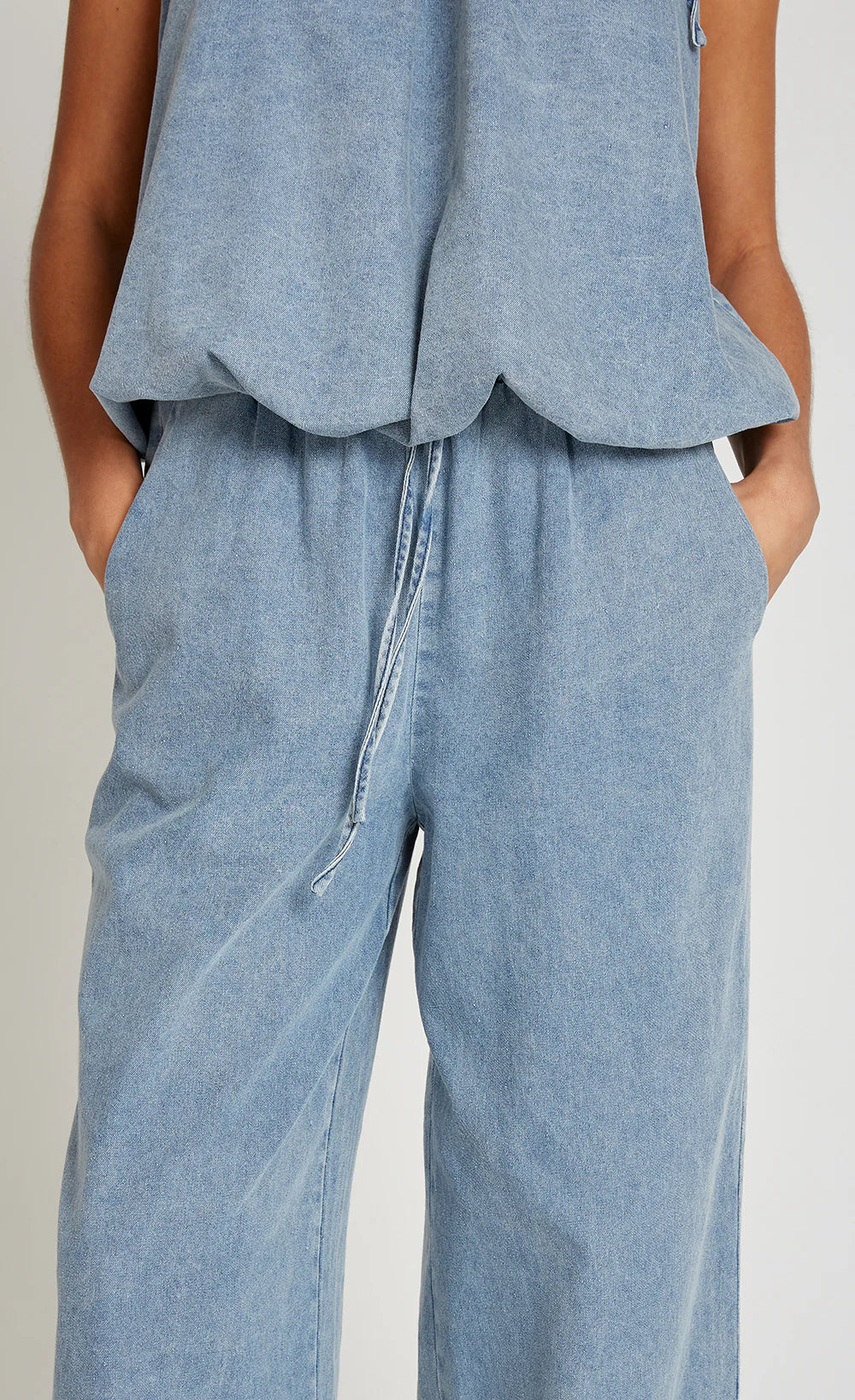 Wide Leg Trousers - Blue Denim