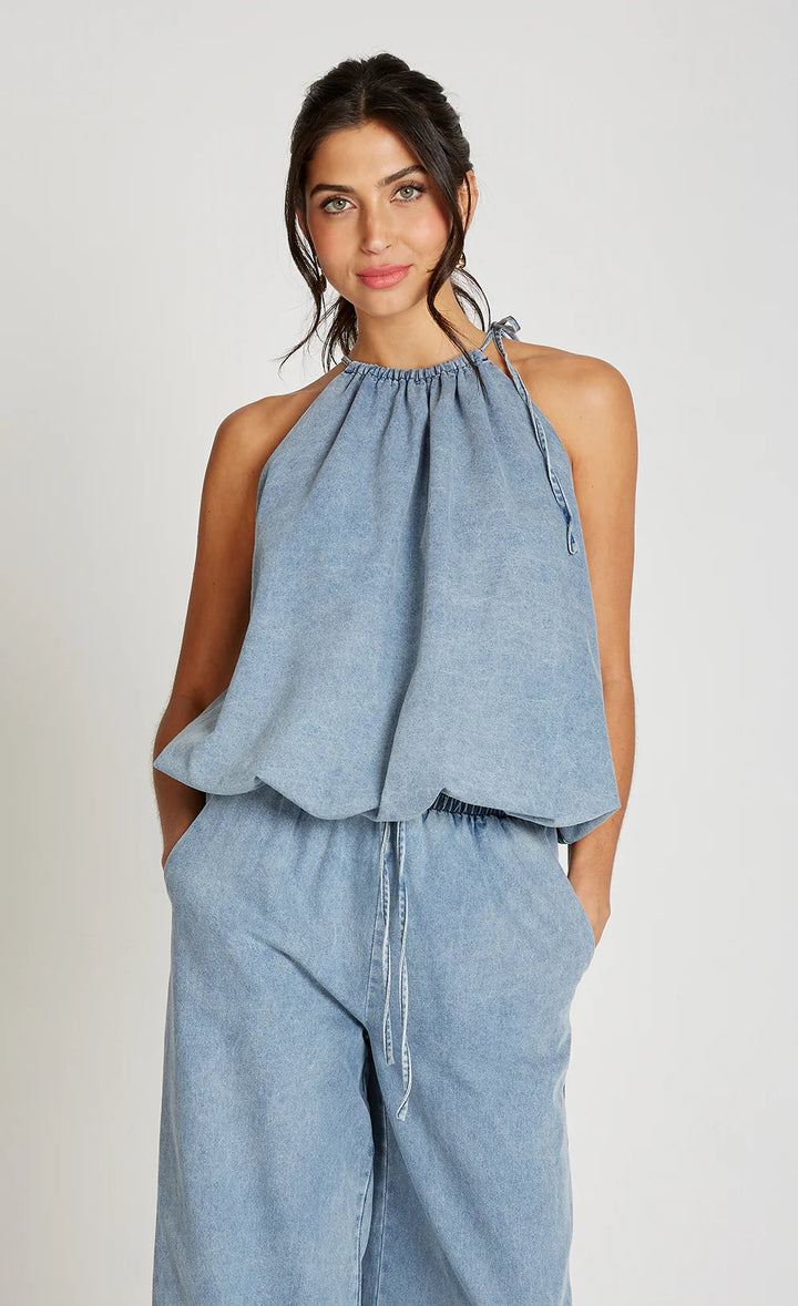 Halter Neck Top - Blue Denim