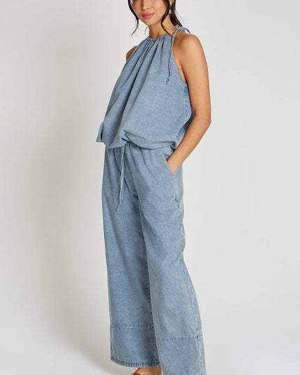 Halter Neck Top - Blue Denim