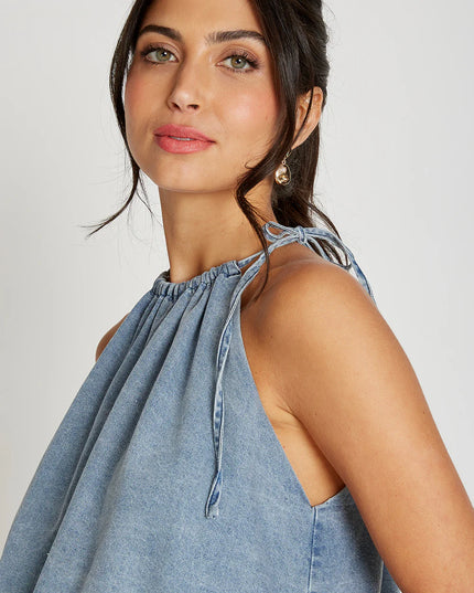 Halter Neck Top - Blue Denim