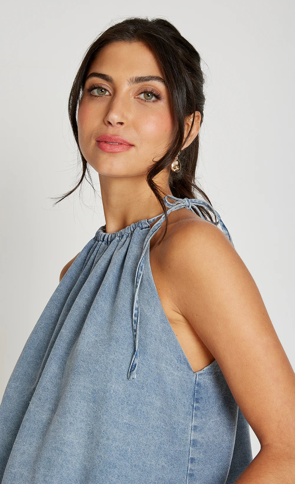 Halter Neck Top - Blue Denim
