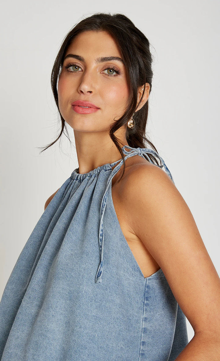 Halter Neck Top - Blue Denim