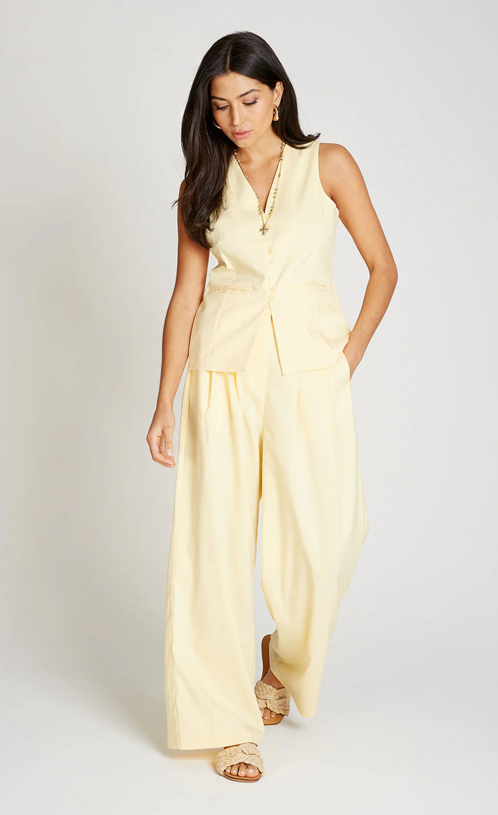 Wide Leg Trousers - Butter Yellow