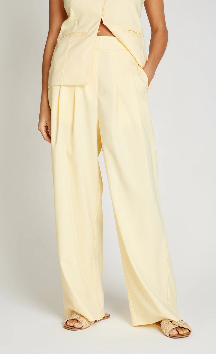 Wide Leg Trousers - Butter Yellow