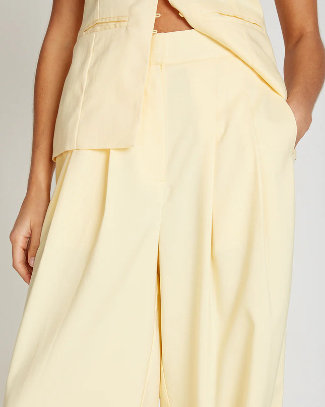 Wide Leg Trousers - Butter Yellow